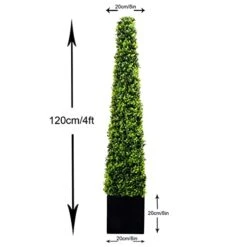 2 X Artificial Premium Quality Topiary Boxwood Pyramid Trees In Black Square Planter For Indoor Outdoor Decor, UV Stable (4ft/120cm) …