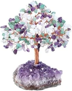 Jovivi Natural Amethyst Healing Crystal Money Tree On Amethyst Cluster Geode Druzy Base Feng Shui Crystals For Home Office Desk Decorations, Wealth, Good Luck -Artificial Trees Store 41XDKKOJWvL. AC