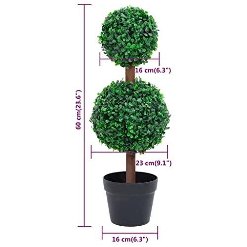 VidaXL Artificial Boxwood Plant With Pot Ball Shaped Outdoor Topiary Tree Realistic Fake Plant Floral Decor Artificial Flower Green 5 VidaXL Artificial Boxwood Plant With Pot Ball Shaped Outdoor Topiary Tree Realistic Fake Plant Floral Decor Artificial Flower Green - Image 3