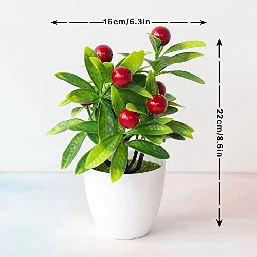 FXforer 4Pcs Mini Artificial Fruit Tree Potted Bonsai Plant,Decorative Lifelike Berry,Apple,Orange,Peach Plants With White Vase,Fake Plants Arrangement Topiary For Home Office Desk Room Decoration 7 FXforer 4Pcs Mini Artificial Fruit Tree Potted Bonsai Plant,Decorative Lifelike Berry,Apple,Orange,Peach Plants With White Vase,Fake Plants Arrangement Topiary For Home Office Desk Room Decoration - Image 5