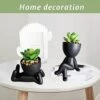 Zerzsy 3 PCS Cute Artificial Succulent Plants With Creative Human Shaped Pots, Mini Potted Succulents Decor For Home Decor (Matte Black) -Artificial Trees Store 41YURiDGc0L