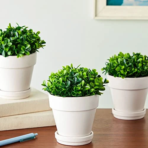 Juvale 3 Pack Mini Artificial Potted Fake Plants For Home Decor, Indoor Small Faux Topiaries For Room, Office Desk, Bathroom Greenery Decoration 4 Juvale 3 Pack Mini Artificial Potted Fake Plants For Home Decor, Indoor Small Faux Topiaries For Room, Office Desk, Bathroom Greenery Decoration - Image 2