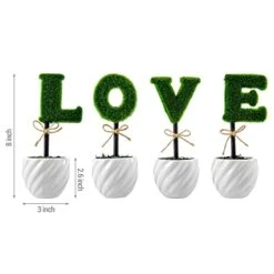 MyGift Set Of 4 Decorative Artificial Sculpted Topiary Hedge Planter With Lettering That Spell Love In White Ceramic Pots -Artificial Trees Store 41Ze3lIEqCL