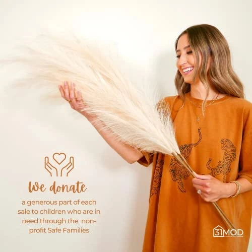 31Mod Faux Pampas Grass With 4 Large Artificial Pampas Grass Stems — 43" (Set Of 4), No-Shedding And Low Maintenance Pampas Grass Decor, Fake Pampas Grass, Pampas Grass Large, Boho Decor (43") 7 31Mod Faux Pampas Grass With 4 Large Artificial Pampas Grass Stems — 43" (Set Of 4), No-Shedding And Low Maintenance Pampas Grass Decor, Fake Pampas Grass, Pampas Grass Large, Boho Decor (43") - Image 5