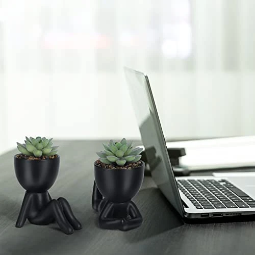 Galiejar Fake Succulents,Mini Succulents Plants Artificial With Ceramic Pots,Cute Home Decor Bathroom Decor Desk Decor Bedroom Decor Office Decor For Women (2Pack, Black) 5 Galiejar Fake Succulents,Mini Succulents Plants Artificial With Ceramic Pots,Cute Home Decor Bathroom Decor Desk Decor Bedroom Decor Office Decor For Women (2Pack, Black) - Image 3