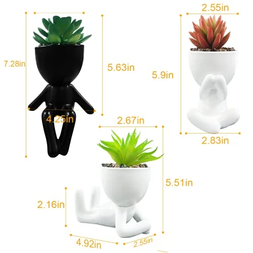 Succulents Plants Artificial For Room Decor, Fake Succulent With Human Shaped Pots, Aesthetic Plants For Desk Decor, Cute Fake Plants For Office Decor, Good Ideas For Gifts, Home Decorations 3PCS 9 Succulents Plants Artificial For Room Decor, Fake Succulent With Human Shaped Pots, Aesthetic Plants For Desk Decor, Cute Fake Plants For Office Decor, Good Ideas For Gifts, Home Decorations 3PCS - Image 7