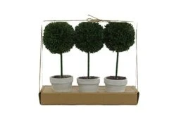 Admired By Nature 9" H Artificial Boxwood Ball Topiary Plant Tabletop, Set Of 3, 3 Count