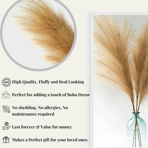 Boho Wish Faux Pampas Grass Decor Tall Set Of 7 PCs -40 Inches Non-Shedding, Floor And Office Vase Filling-Fluffy Floral Branches -Wedding Decor- Home And Bedroom Table Decoration (Brown) 3 Boho Wish Faux Pampas Grass Decor Tall Set Of 7 PCs -40 Inches Non-Shedding, Floor And Office Vase Filling-Fluffy Floral Branches -Wedding Decor- Home And Bedroom Table Decoration (Brown)
