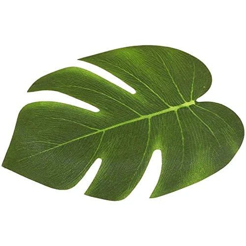 60 Pieces Artificial Palm Leaves - 8 Inches Tropical Monstera Leaf For Luau Hawaiian Birthday Party Decorations, Safari Jungle Baby Shower 6 60 Pieces Artificial Palm Leaves - 8 Inches Tropical Monstera Leaf For Luau Hawaiian Birthday Party Decorations, Safari Jungle Baby Shower - Image 4