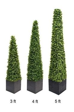 2 X Artificial Premium Quality Topiary Boxwood Pyramid Trees In Black Square Planter For Indoor Outdoor Decor, UV Stable (4ft/120cm) … -Artificial Trees Store 41bXcvv9sxL