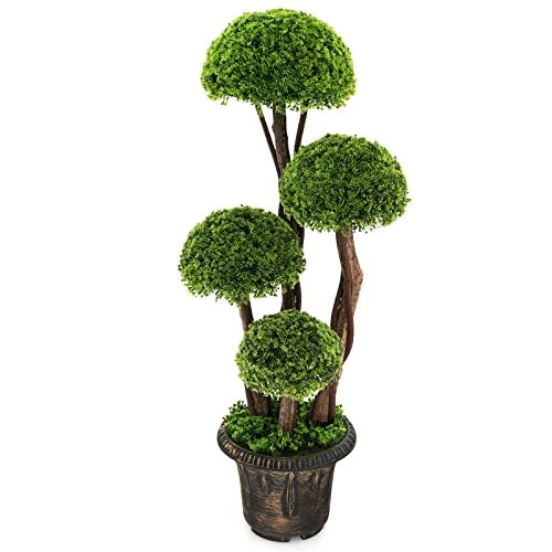 Goplus Artificial Cypress Topiary Ball Tree, 3 Ft Tall Artificial Plant, Indoor/Outdoor Topiary Trees With Golden Cement Pot, Fake Greenery Plants Decorative Trees For Office Home Front Door 3 Goplus Artificial Cypress Topiary Ball Tree, 3 Ft Tall Artificial Plant, Indoor/Outdoor Topiary Trees With Golden Cement Pot, Fake Greenery Plants Decorative Trees For Office Home Front Door