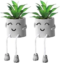 SEMSOIIO 2 Pcs Fake Plants In Cement Pot With Hanging Legs, Creative Artificial Faux Succulent For Home/Office Decor (Tongue & Smoking) 22 SEMSOIIO 2 Pcs Fake Plants In Cement Pot With Hanging Legs, Creative Artificial Faux Succulent For Home/Office Decor (Tongue & Smoking) -Artificial Trees Store 41e4olvnzIL. AC
