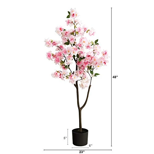 Nearly Natural 4ft. Cherry Blossom Artificial Tree, Pink 3 Nearly Natural 4ft. Cherry Blossom Artificial Tree, Pink