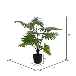Vickerman Everyday Artificial Grand Philodendron Bush 25" Tall - Green Indoor Potted Philo Bush - Faux Decor For Home Or Office Greenery -Artificial Trees Store 41fbia2oCUL