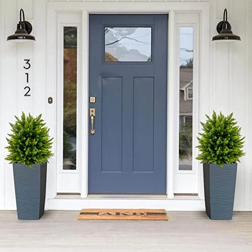 Goplus 21.5” Artificial Cedar Topiary Ball Tree, Set Of 2 Faux Potted Plants Artificial Shrubs Bushes With Cement Pot, Fake Ball-Shaped Artificial Topiary For Indoor Outdoor Home Front Porch Decor 4 Goplus 21.5” Artificial Cedar Topiary Ball Tree, Set Of 2 Faux Potted Plants Artificial Shrubs Bushes With Cement Pot, Fake Ball-Shaped Artificial Topiary For Indoor Outdoor Home Front Porch Decor - Image 2