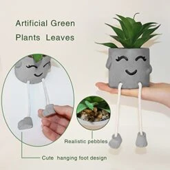 MAKHOT 4 PCS Creative Artificial Succulent Plants With Pots, Faux Succulents Cute Hanging Leg Potted Cubicle Accessories Decor, Mini Potted Fake Plant For Ideal Gift, Small Plants For Shelf Decor 11 MAKHOT 4 PCS Creative Artificial Succulent Plants With Pots, Faux Succulents Cute Hanging Leg Potted Cubicle Accessories Decor, Mini Potted Fake Plant For Ideal Gift, Small Plants For Shelf Decor -Artificial Trees Store 41gZPPCQa6L