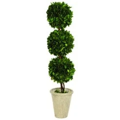 Tradingsmith Preserved Boxwood Triple Ball Topiary - 26"