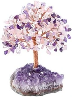 Jovivi Natural Amethyst Healing Crystal Money Tree On Amethyst Cluster Geode Druzy Base Feng Shui Crystals For Home Office Desk Decorations, Wealth, Good Luck -Artificial Trees Store 41hwpP0YhxL. AC