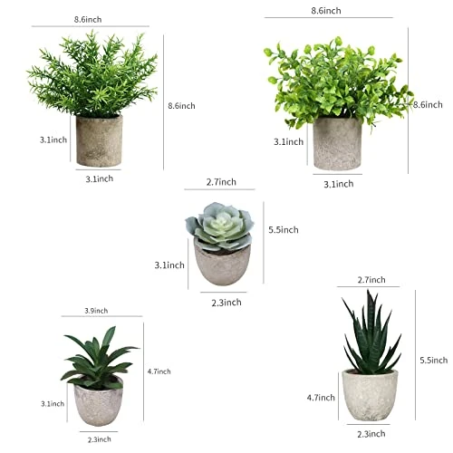 Memeaty Set Of 5 Small Fake Plants Artificial Rosemary Peppermint Plants Fake Succulents Plants In Pot For Home Office Decoration,Artficial Greenery Faux Plants Indoor For Table Shelf Decor 4 Memeaty Set Of 5 Small Fake Plants Artificial Rosemary Peppermint Plants Fake Succulents Plants In Pot For Home Office Decoration,Artficial Greenery Faux Plants Indoor For Table Shelf Decor - Image 2