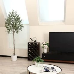 Dr.Planzen Artificial Olive Tree,7FT Tall Fake Plant Faux Olive Plants For Indoor,Natural Fake Tree,Artificial Silk Plants For Office Home Living Room Floor Patio Greening Porch Decor,Set Of 1. -Artificial Trees Store 41iXgyPLqFL