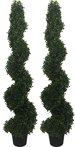 VOPVZVKO Two Artificial Outdoor 4' Spiral Boxwood Topiary UV Rated! Free Returns! 6 VOPVZVKO Two Artificial Outdoor 4' Spiral Boxwood Topiary UV Rated! Free Returns! - Image 4