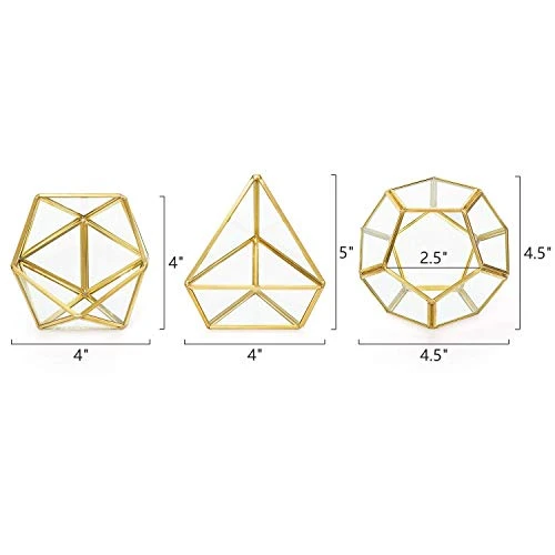 Mkono Artificial Succulent In 3 Pack Mini Glass Geometric Terrarium, Miniature Potted Faux Plant Bookshelf Desk Boho Office Room Decor For Women Girls Dorm Gift Idea, Gold 8 Mkono Artificial Succulent In 3 Pack Mini Glass Geometric Terrarium, Miniature Potted Faux Plant Bookshelf Desk Boho Office Room Decor For Women Girls Dorm Gift Idea, Gold - Image 6