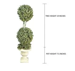 Admired By Nature ABN4X002-FROSGRN Faux Preserved Boxwood Topiary Artificial Plant Tree Tabletop With Double Pot, Frosted Green, 2 Balls-FROSGRN -Artificial Trees Store 41jCKiWpDWL