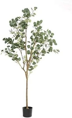 DIIGER Artificial Tree 6FT (72'') Tall Artificial Eucalyptus Tree, Fake Silver Dollar Leaves Faux Eucalyptus Stems, Mordern Artificial Tree Plants For Home Office Perfect Housewares Gift Decoration -Artificial Trees Store 41ja69HdNFL. AC 1