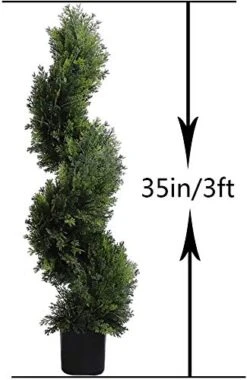 3 Foot Topiary Tree Artificial Plants Cypress Leave Spiral Plant Faux Fake Spiral Trees For Decor In Plastic Pot Green, 35Inchs- Set Of 2 -Artificial Trees Store 41ja7Qo7frL