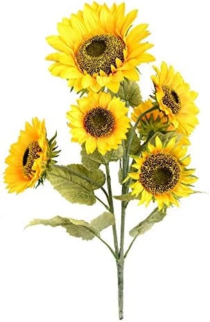 Vickerman Everyday 25" Artificial Yellow Sunflower Bush - Faux Indoor Floral Bush - For Home Or Office Vase Decor 4 Vickerman Everyday 25" Artificial Yellow Sunflower Bush - Faux Indoor Floral Bush - For Home Or Office Vase Decor - Image 2