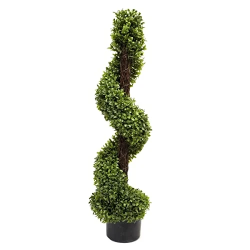 2 X Artificial Premium Quality Topiary Boxwood Spiral Trees In Black Pot For Indoor Outdoor Decor, UV Stable (3ft/90cm) … 4 2 X Artificial Premium Quality Topiary Boxwood Spiral Trees In Black Pot For Indoor Outdoor Decor, UV Stable (3ft/90cm) … - Image 2