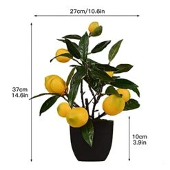 Wnvivi Artificial Lemon Tree Topiary, Fake Lemon Tree Plastic Lemon Tree Bonsai Green Plant Potted Artificial Plants In Pots For Bathroom Shop Office Table, Yellow