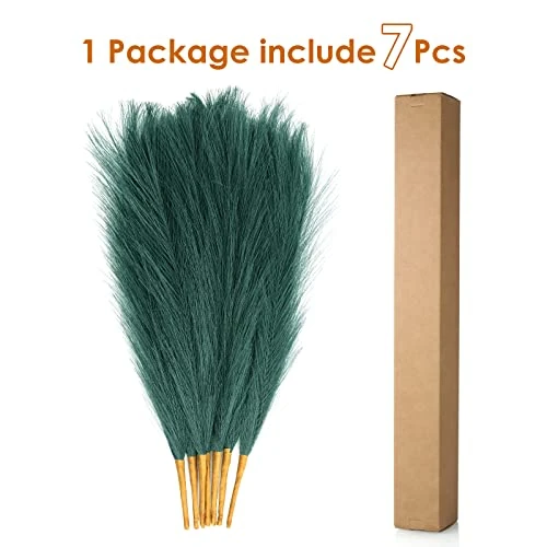 Eyamumo 7 Stems Faux Pampas Grass 17.7''/45cm Tall, Small Fluffy Pompas Decor, Fake Artificial Pampas Grass For Floor Vase Home Office Boho Decor, MalachiteGreen Faux Pompas Grass 5 Eyamumo 7 Stems Faux Pampas Grass 17.7''/45cm Tall, Small Fluffy Pompas Decor, Fake Artificial Pampas Grass For Floor Vase Home Office Boho Decor, MalachiteGreen Faux Pompas Grass - Image 3