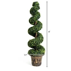 GOPLUS 4 Ft Artificial Boxwood Spiral Topiary Tree, Fake Greenery Plants, Leaves & Cement-Filled Plastic Flower Pot Decorative Trees For Porch Home Office Indoor Outdoor 14 GOPLUS 4 Ft Artificial Boxwood Spiral Topiary Tree, Fake Greenery Plants, Leaves & Cement-Filled Plastic Flower Pot Decorative Trees For Porch Home Office Indoor Outdoor -Artificial Trees Store 41lDRuMtr0L