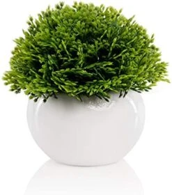 Mini Artificial Plant In White Ceramic Pot | Decorative Faux Plant For Home/Office Decor | Small Potted Topiary | Farmhouse Decor Accent | Desk/Kitchen/Bathroom/Shelf Fake Plant (Yellow) -Artificial Trees Store 41mxNqvF8jL. AC