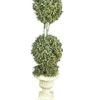 Admired By Nature ABN4X002-FROSGRN Faux Preserved Boxwood Topiary Artificial Plant Tree Tabletop With Double Pot, Frosted Green, 2 Balls-FROSGRN -Artificial Trees Store 41n7pdnN7BL