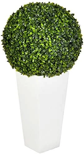 Nearly Natural 6404 Artificial Plant (Indoor/Outdoor) 28†Boxwood Topiary Ball In White Tower Planter, Green,15"Dx15"Wx28"H 9 Nearly Natural 6404 Artificial Plant (Indoor/Outdoor) 28†Boxwood Topiary Ball In White Tower Planter, Green,15"Dx15"Wx28"H - Image 7