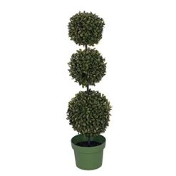 House Of Silk Flowers Artificial 25" Triple Ball Boxwood Topiary