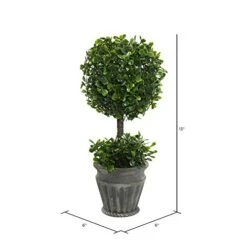 Vickerman Everyday Artificial Boxwood Topiary 13 Inch - Lifelike Home Office Decor - Potted Indoor Faux Table Top Tree - Maintenance Free