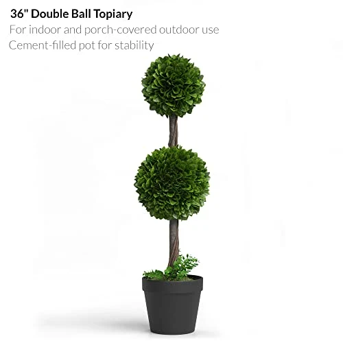 Barnyard Designs 3ft (36”) Artificial Boxwood Topiary Ball Plant, Front Porch Home Decor, Faux Fake Plant Decoration, (Single) 6 Barnyard Designs 3ft (36”) Artificial Boxwood Topiary Ball Plant, Front Porch Home Decor, Faux Fake Plant Decoration, (Single) - Image 4