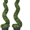 Goplus 4 Feet Spiral Boxwood Artificial Topiary Trees, Large Faux Plant With UV Resistant Realistic Leaves & Cement-Filled Pot, Tall Fake Plant For Indoor Outdoor Home Front Porch Decor 2 Goplus 4 Feet Spiral Boxwood Artificial Topiary Trees, Large Faux Plant With UV Resistant Realistic Leaves & Cement-Filled Pot, Tall Fake Plant For Indoor Outdoor Home Front Porch Decor -Artificial Trees Store 41rOJP8cQtL