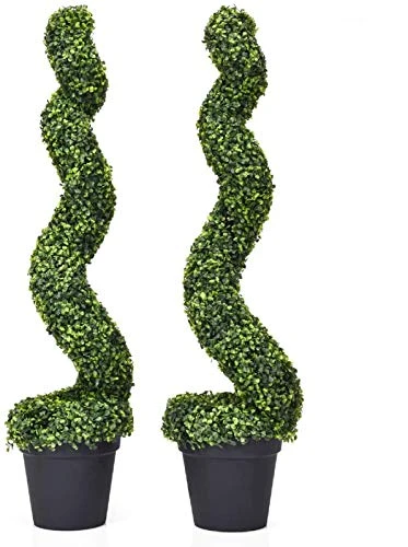 Goplus 4 Feet Spiral Boxwood Artificial Topiary Trees, Large Faux Plant With UV Resistant Realistic Leaves & Cement-Filled Pot, Tall Fake Plant For Indoor Outdoor Home Front Porch Decor 3 Goplus 4 Feet Spiral Boxwood Artificial Topiary Trees, Large Faux Plant With UV Resistant Realistic Leaves & Cement-Filled Pot, Tall Fake Plant For Indoor Outdoor Home Front Porch Decor