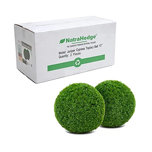 NatraHedge Artificial Topiary Ball Set - Faux Foliage Balls For Garden, Wedding, Home Décor, And Backyard (Juniper Cypress - 10" X 10" - 2 Pack) 3 NatraHedge Artificial Topiary Ball Set - Faux Foliage Balls For Garden, Wedding, Home Décor, And Backyard (Juniper Cypress - 10" X 10" - 2 Pack)