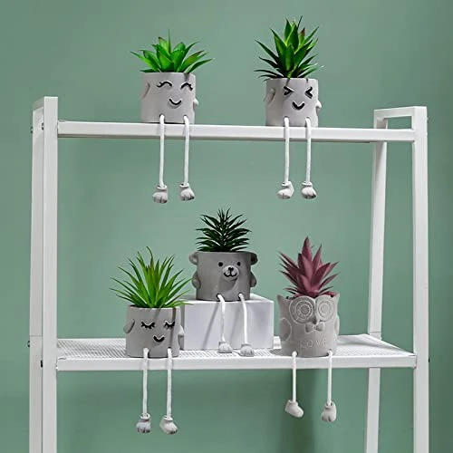 Lavenor Artificial Potted Plant Fake Succulent Plant Cute Hanging Leg Emotional Cement Potted Succulents Decor For Desk Shelf Bedroom Living Room And Office Decoration(Type A + Type C) 4 Lavenor Artificial Potted Plant Fake Succulent Plant Cute Hanging Leg Emotional Cement Potted Succulents Decor For Desk Shelf Bedroom Living Room And Office Decoration(Type A + Type C) - Image 2