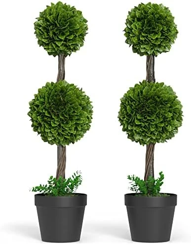 Barnyard Designs 3ft (36”) Artificial Boxwood Topiary Ball Plant, Front Porch Home Decor, Faux Fake Plant Decoration, (Single) 10 Barnyard Designs 3ft (36”) Artificial Boxwood Topiary Ball Plant, Front Porch Home Decor, Faux Fake Plant Decoration, (Single) - Image 8