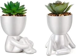 WOODWORD Fake Succulent, Mini Succulents Plants Artificial In Black Modern Human Shaped Ceramic Pots Cute Desk Decor For Office Decor For Women, Bathroom 2PCS 22 WOODWORD Fake Succulent, Mini Succulents Plants Artificial In Black Modern Human Shaped Ceramic Pots Cute Desk Decor For Office Decor For Women, Bathroom 2PCS -Artificial Trees Store 41tgcLwcJ5L. AC