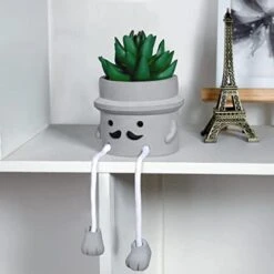 WOODWORD 3 Pack Mini Potted Fake Succulents Desk Plant With Creative Emotional Cement Pots For Shelf Home Bathroom Living Room Kitchen Decor And Office Decorations -Artificial Trees Store 41thAAuiaqL