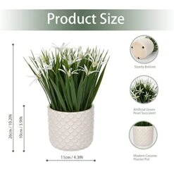 Briful Small Artificial Grass Plant Decor Wheat Fake Plant With Flowers In Ceramic Pot Real Touch Potted Greenery Faux Plant For Kitchen Countertop Tabletop Bookshelf Coffee Decorations -Artificial Trees Store 41uFT721JrL