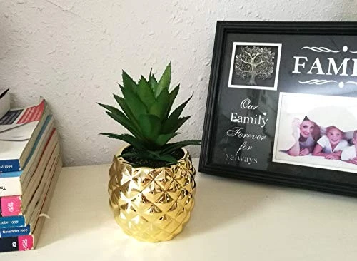 Golden Pineapple Ananas Potted Artificial Succulents Faux Plants Home Office Tabletop Decoration (Gold) 5 Golden Pineapple Ananas Potted Artificial Succulents Faux Plants Home Office Tabletop Decoration (Gold) - Image 3