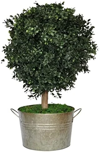Tin Roof Interiors 24" Tall Artificial Boxwood Shrubs (2), Includes Galvanized Metal Pot, Outdoor Ready, Natural Looking Fake Potted Shrubs 9 Tin Roof Interiors 24" Tall Artificial Boxwood Shrubs (2), Includes Galvanized Metal Pot, Outdoor Ready, Natural Looking Fake Potted Shrubs - Image 7
